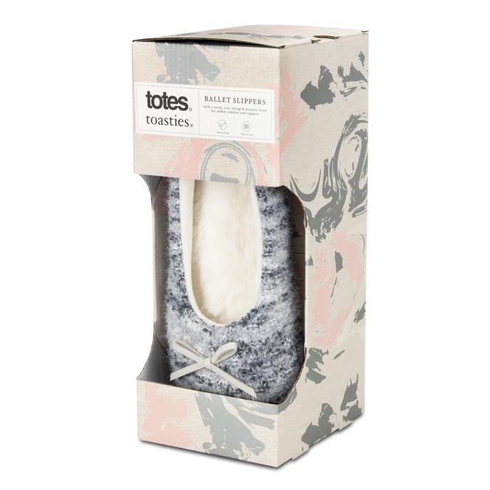 totes toasties® Ladies Knitted Ballet Slippers Blue Extra Image 1